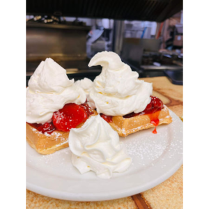 Strawberries & Cream French toast or Belgian waffle